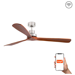LANTAU XL Ventilateur de plafond nickel mat/noyer TUYA