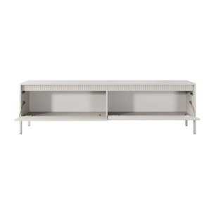 Mobile TV Moderno Con 2 Ante Push To Open Design Scanalato Elegante Minimal Base In Metallo Per Soggiorno Salotto 187.1 x 53.4 x 39.5 Cm Cashmere