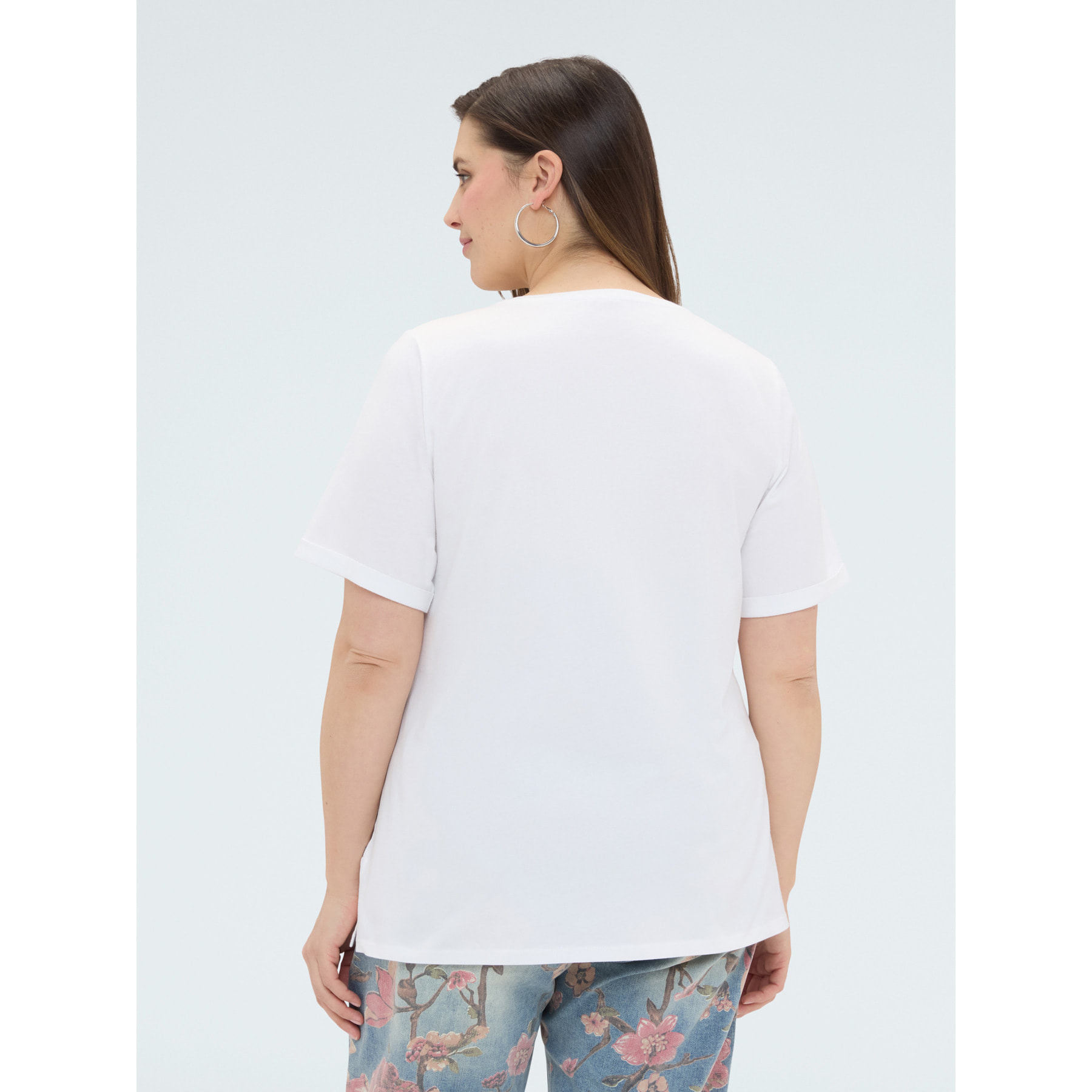 Fiorella Rubino - T-shirt in cotone con fiori in perline - Bianco