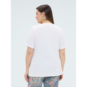 Fiorella Rubino - T-shirt in cotone con fiori in perline - Bianco