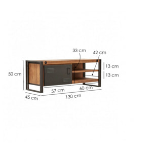 Meuble TV en bois d'acacia et piètement métal - ATELIER