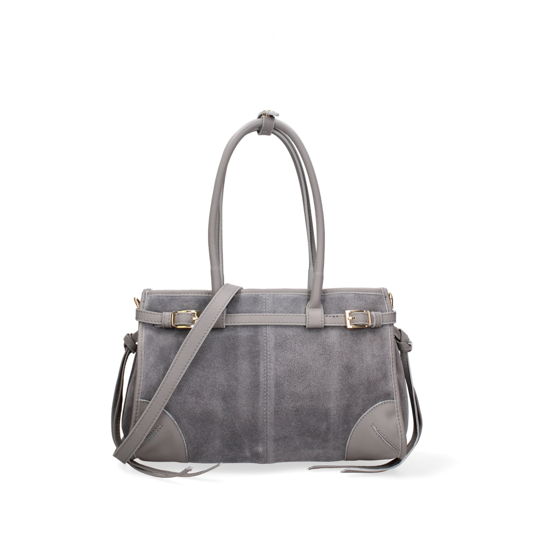 Borsa a spalla da donna Made in Italy - Modello Novara Ultra - Pelle scamosciata - 31.5 x 20.0 x 14.0 cm