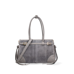 Borsa a spalla da donna Made in Italy - Modello Novara Ultra - Pelle scamosciata - 31.5 x 20.0 x 14.0 cm