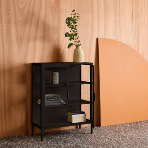 Armoire vitrine acier et verre trempé 2 portes 80cm ARKANSAS