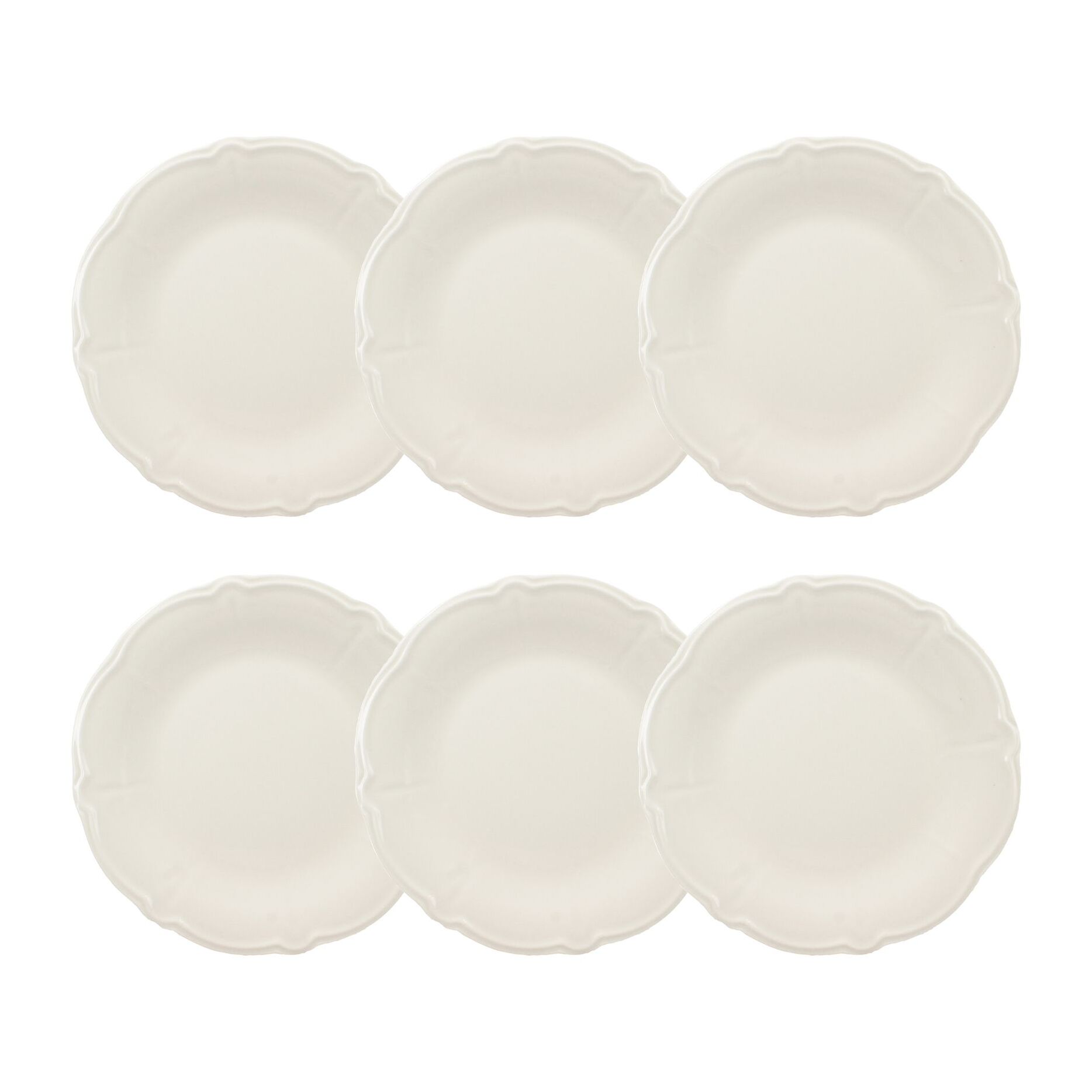 Lot de 6 assiettes plates en grès blanc 26cm CHARLOTTE