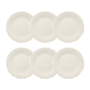 Lot de 6 assiettes plates en grès blanc 26cm CHARLOTTE