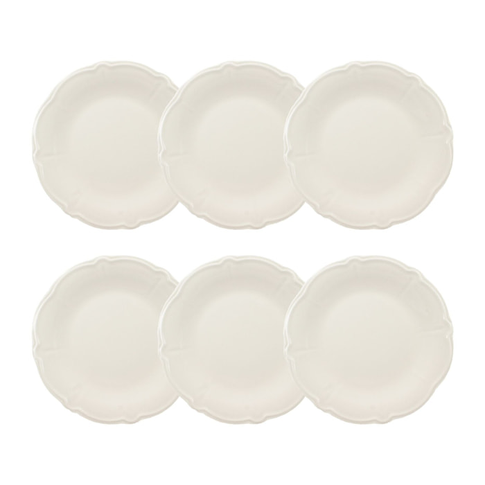 Lot de 6 assiettes plates en grès blanc 26cm CHARLOTTE