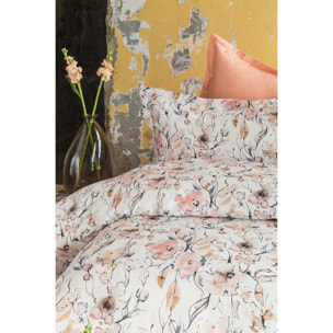 Parure housse de couette 240x220 cm et 2 taies d'oreiller 63x63cm satin de coton imprimé