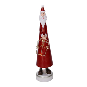 Babbo natale in metallo rosso con led cm7,5x7,5h31,5