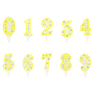 Ensemble de 10 bougies anniversaire du 0 au 9 Fackelmann Rio Party