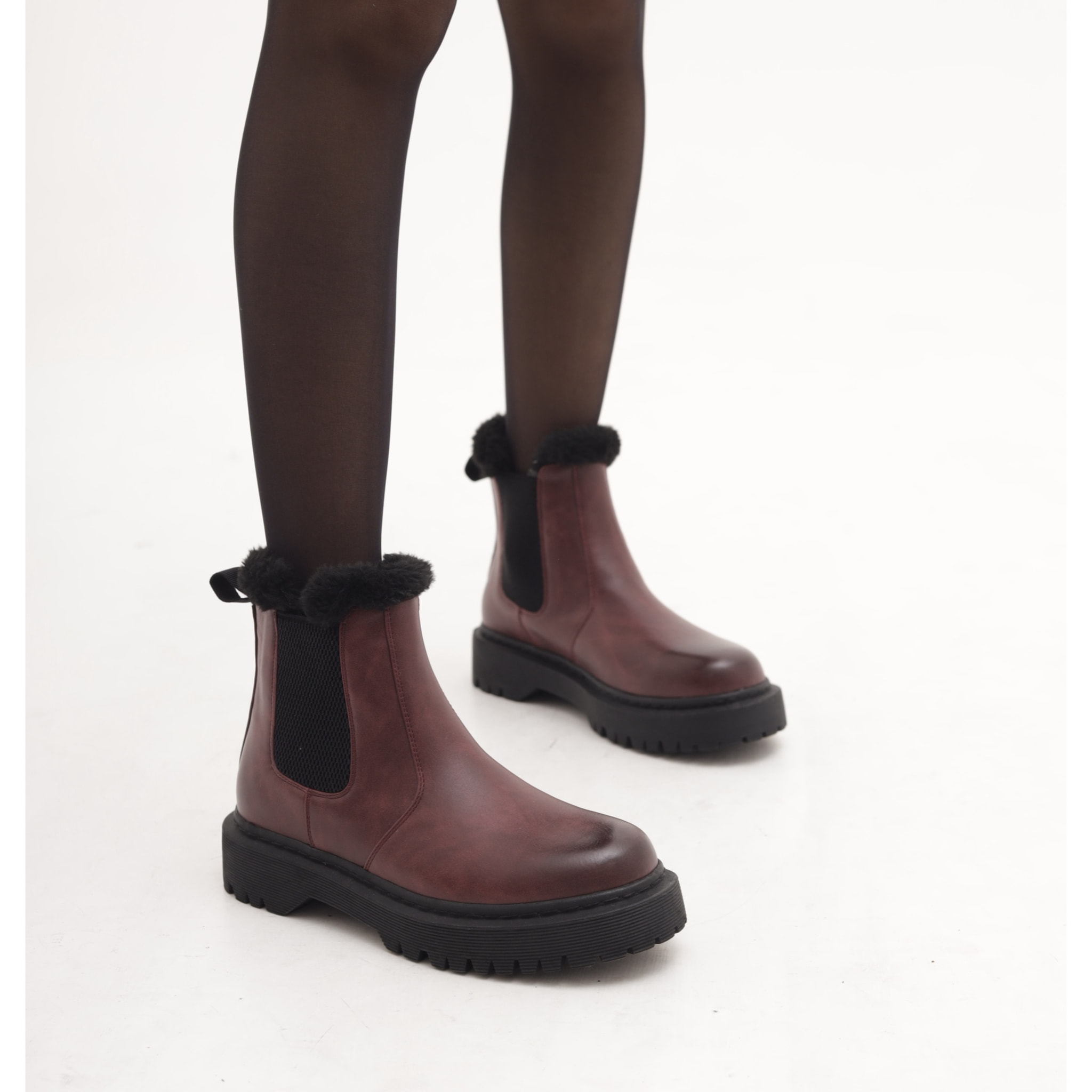 STIVALETTO CHELSEA BASSO FUR BORDEAUX