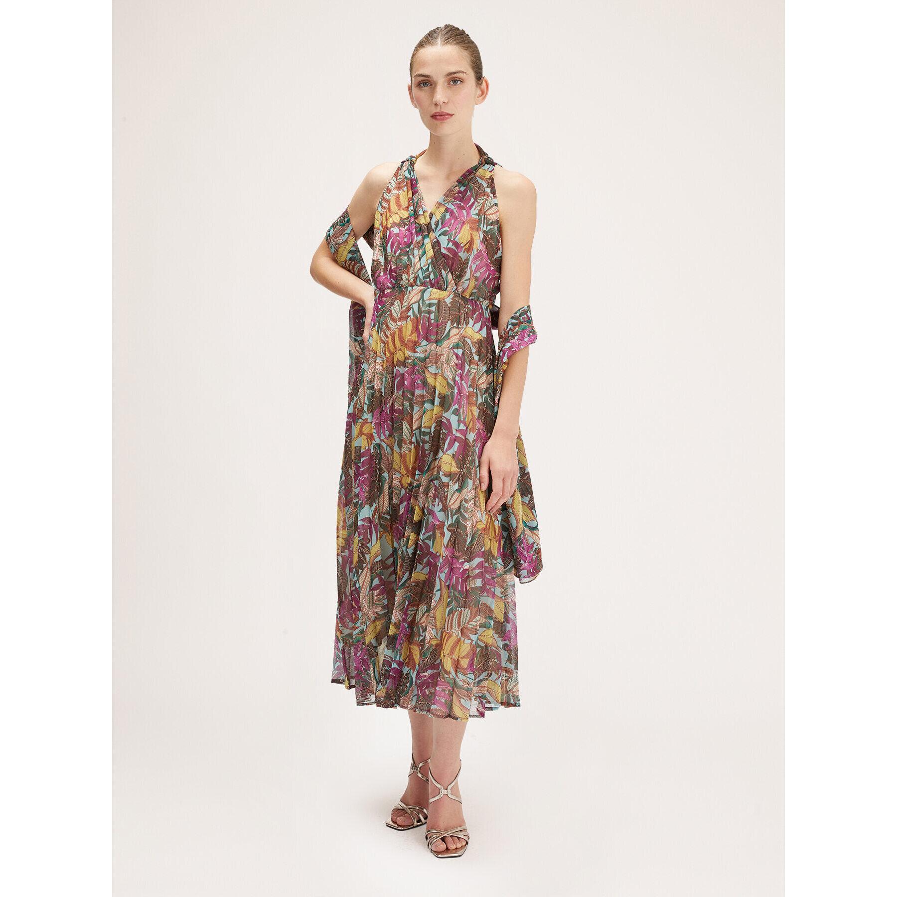 Motivi - Vestido de georgette con estampado étnico con fular - Violeta