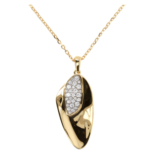 Collana Saliscendi con Pendente Foglia Pavé in Cubic Zirconia Placcata Oro Giallo 18kt