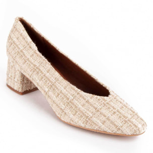 Zapato De Tacón - Beige - Altura: 4 Cm