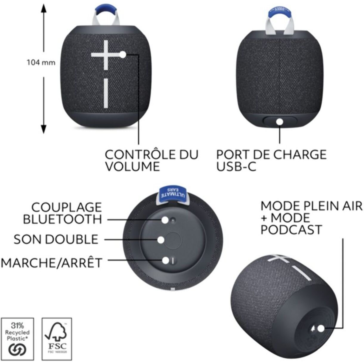 Enceinte portable ULTIMATE EARS Wonderboom 4 Noir