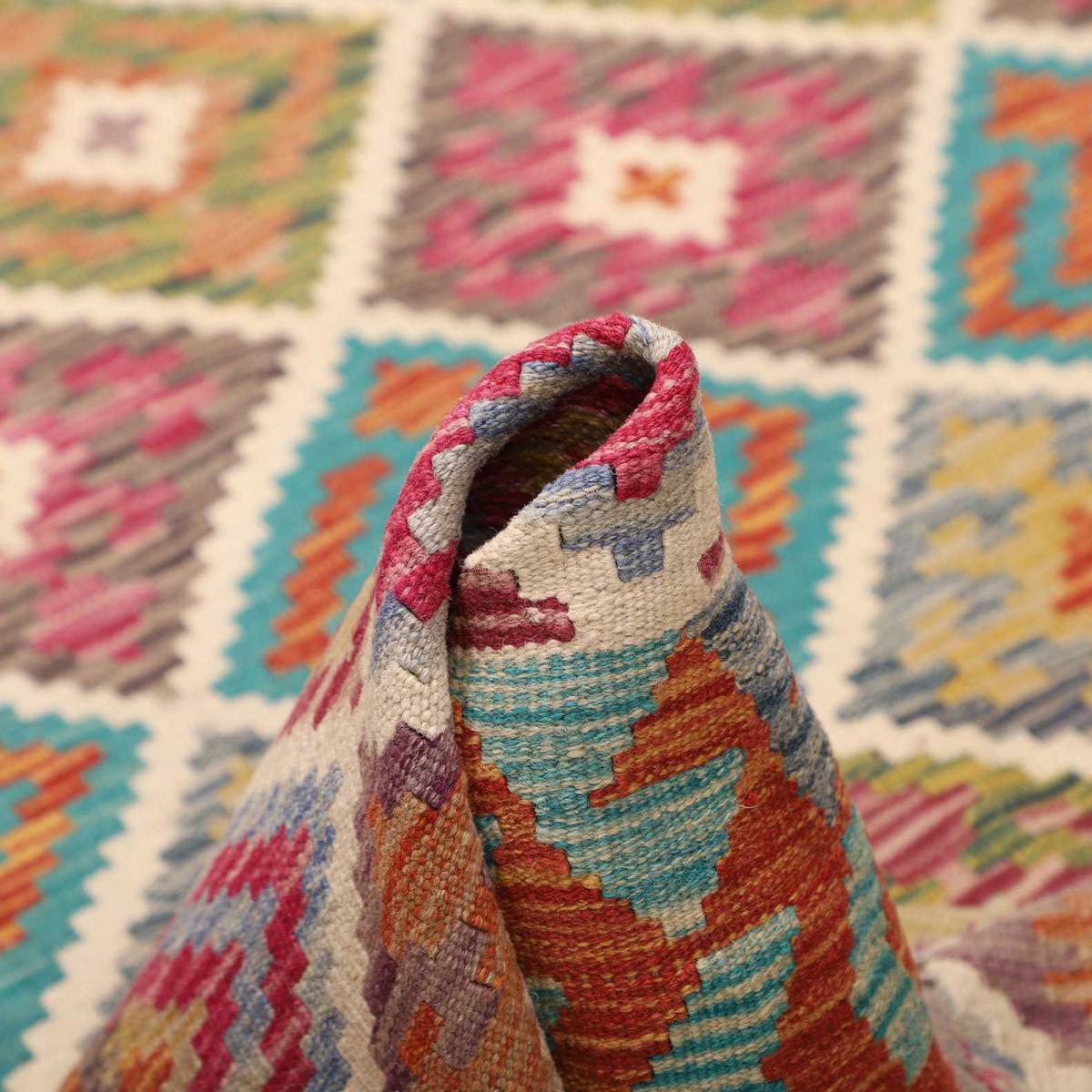 Tapis kilim au motif ethnique, tissé plat en laine, TUFIM