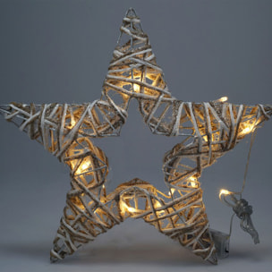 estrella decorativa luminosa con 15 luces led con purpurina 35x4x35cm