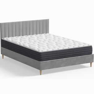 Pack lit en velours + Matelas mémoire de forme - ELIOT & MEMO HR
