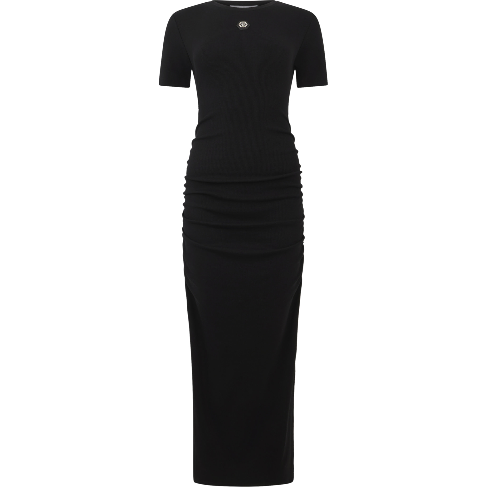 PHILIPP PLEIN Open Back Maxi T-Shirt Dress Signature Pendant Signature