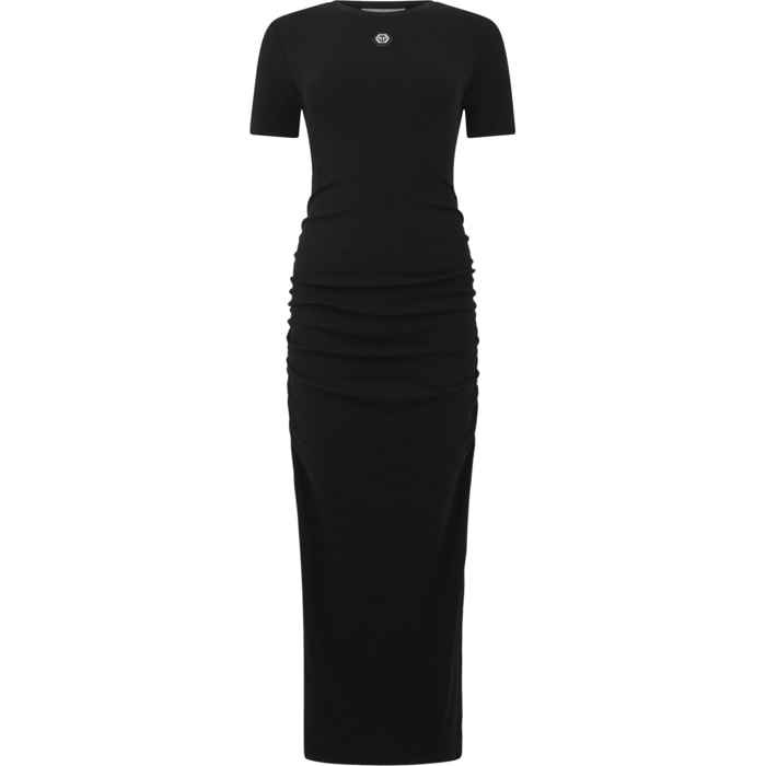 PHILIPP PLEIN Open Back Maxi T-Shirt Dress Signature Pendant Signature
