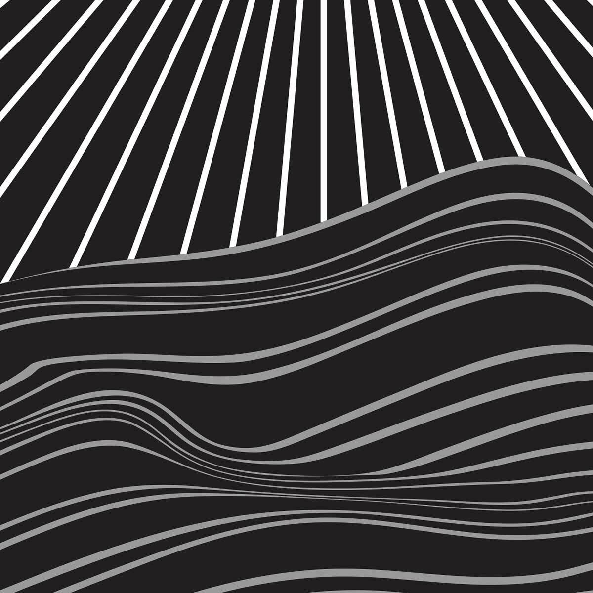 Affiche encadrée abstraite soleil lignes noires Affiche + cadre en métal - Noir