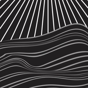 Affiche encadrée abstraite soleil lignes noires Affiche + cadre en métal - Noir