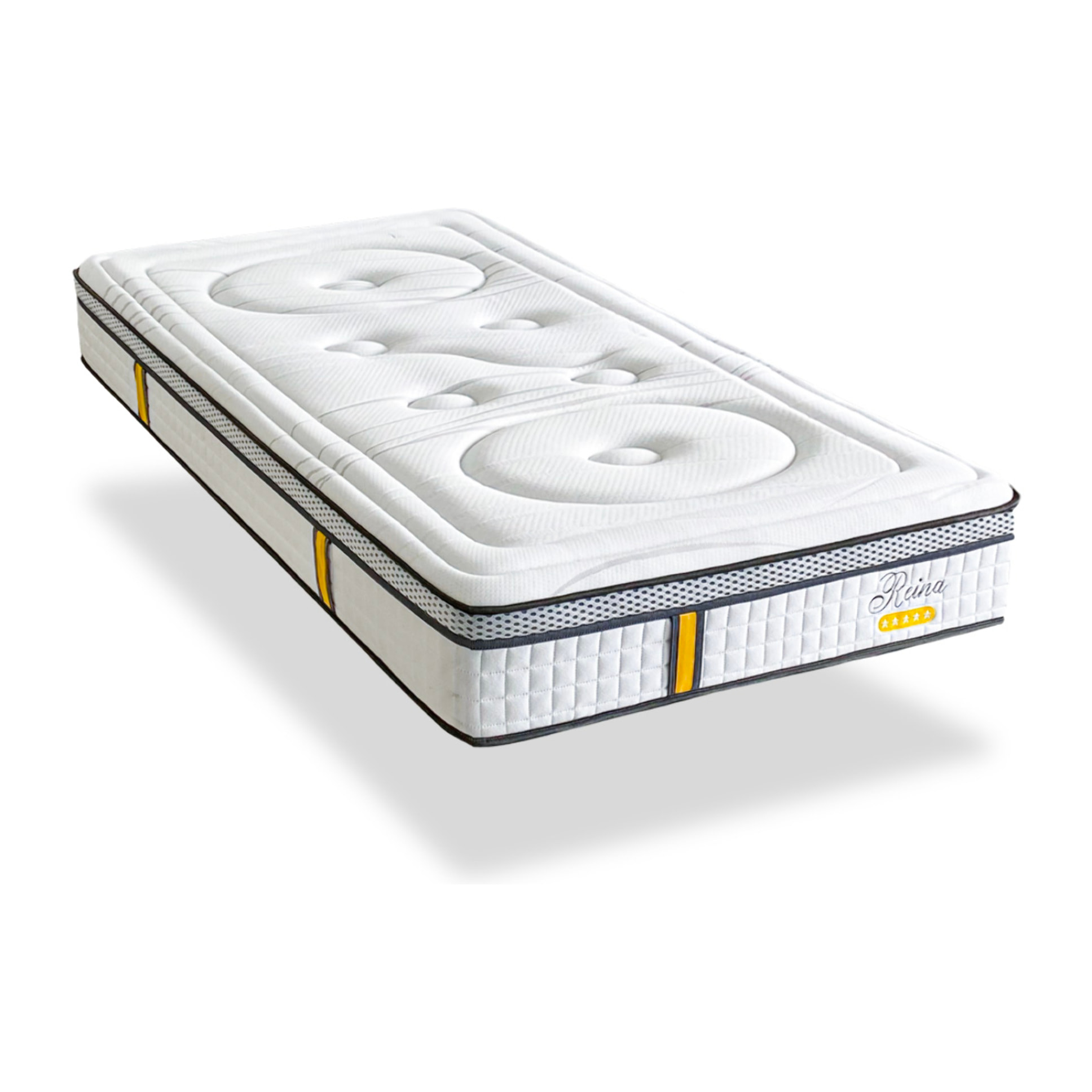 Matelas Hybride Reina 2.0, soutien ferme, 26 cm, mémoire de forme et ressorts ensachés