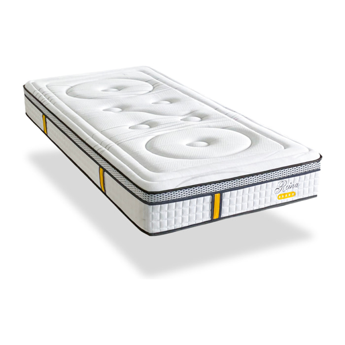 Matelas Hybride Reina 2.0, soutien ferme, 26 cm, mémoire de forme et ressorts ensachés