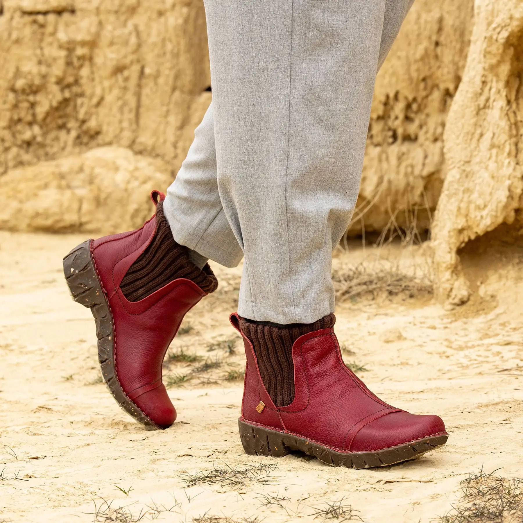 Botines NE23 NATURAL GRAIN CEREZA-BROWN/ YGGDRASIL color Cereza-brown