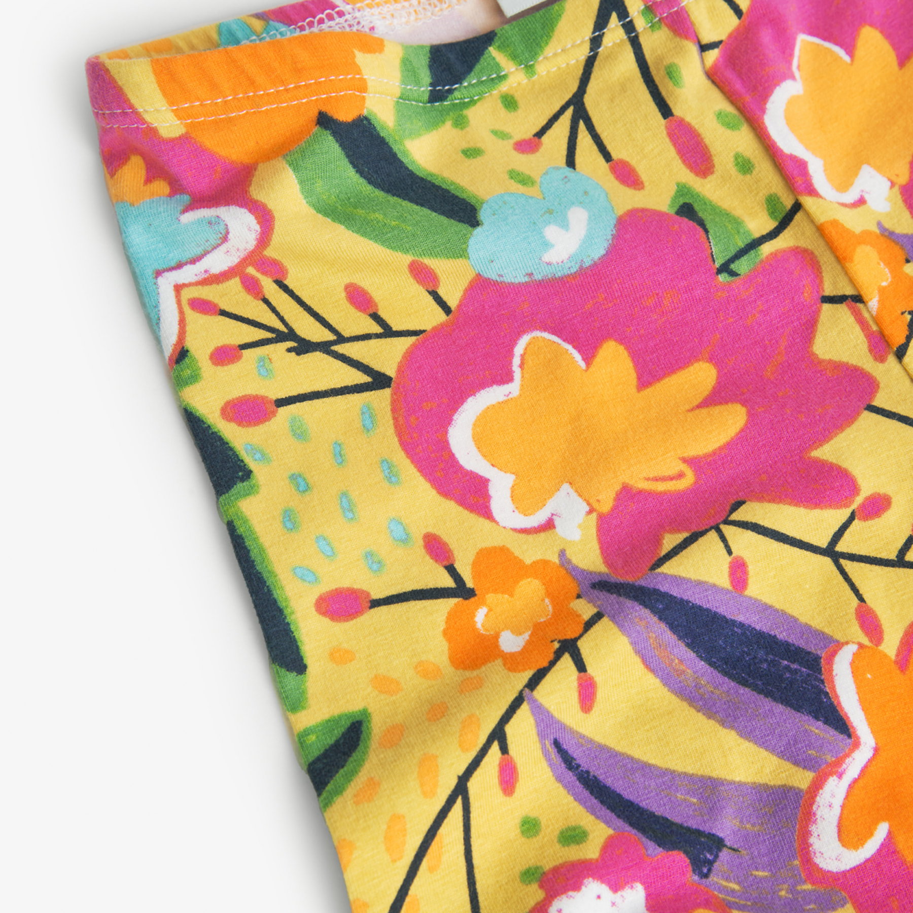 Leggings elásticos niña estampados, flores, amarillo