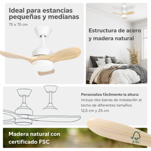 Forlight FORLIGHT Calar Ventilador de Techo con luz LED Silencioso con 5 velocidades,