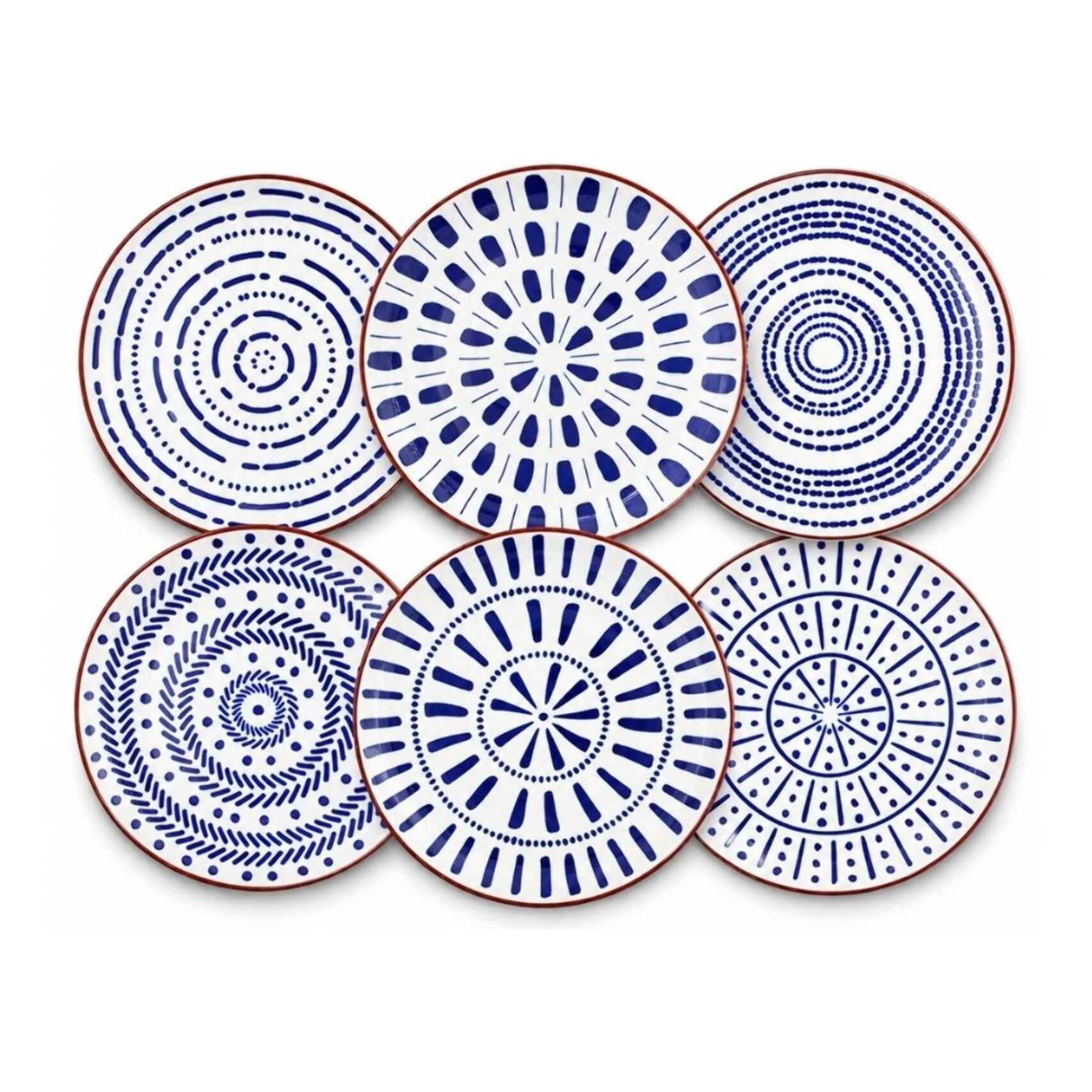 Lot de 6 grandes assiettes, SANTORIN