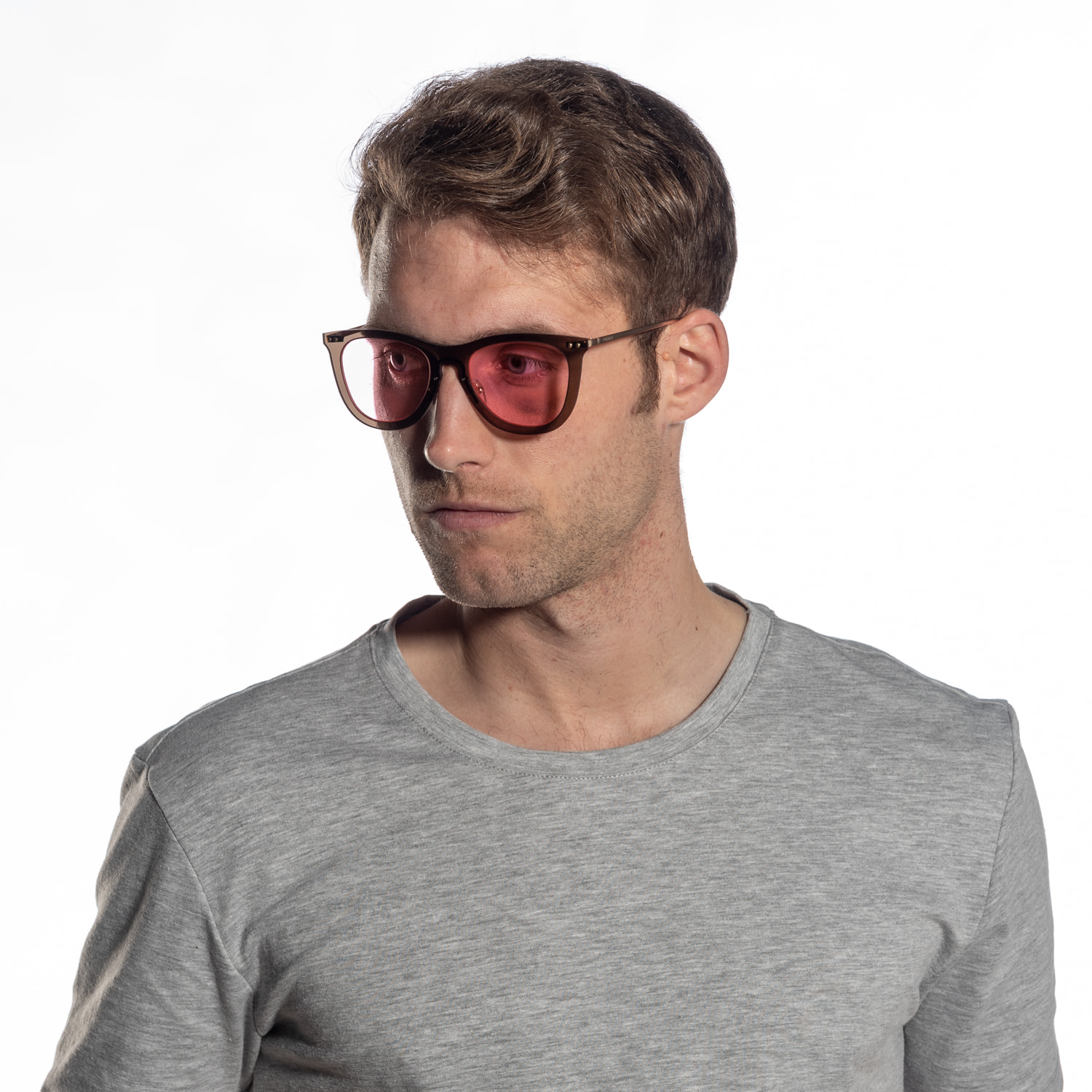 Gafas de sol PALO ALTO ARLES - Marrón transparente / De espejo rosa transparente y patillas de metal dorado