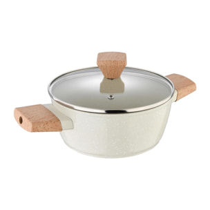 cacerola de ø20cm y 2,4l con tapa en aluminio forjado en color blanco