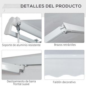 Toldo Manual de Aluminio Acero Poliéster 3.5x2.5m Blanco