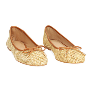 Ballerine donna biege in raffia