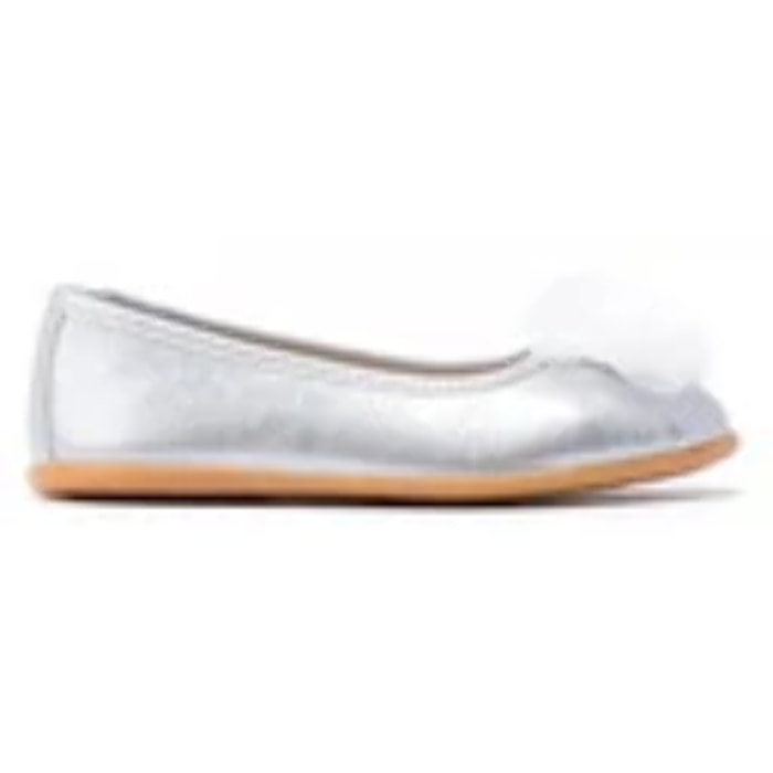 Bailarina infantil metalizada en tono plata con detalle floral