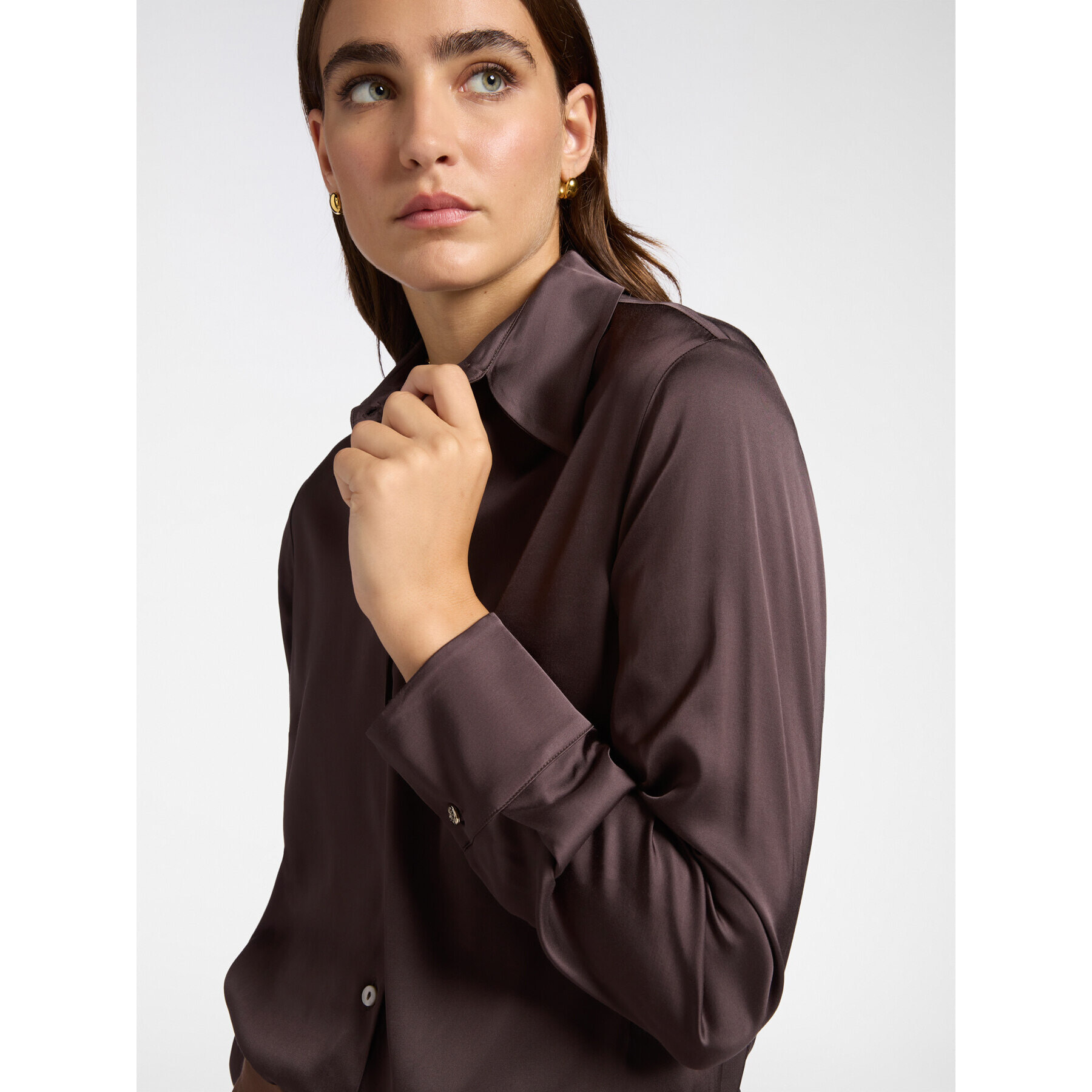 Elena Mirò - Camisa de satén elástico - Marrón