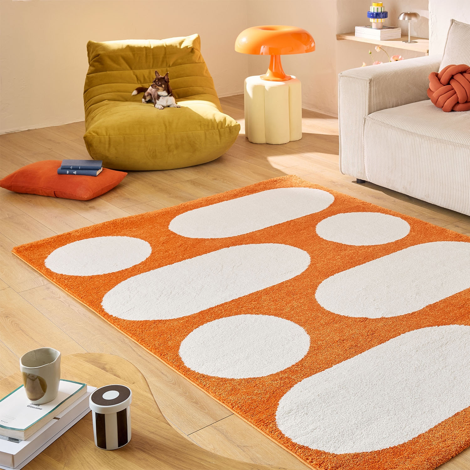 Tapis intérieur motif moderne orange JOYCE