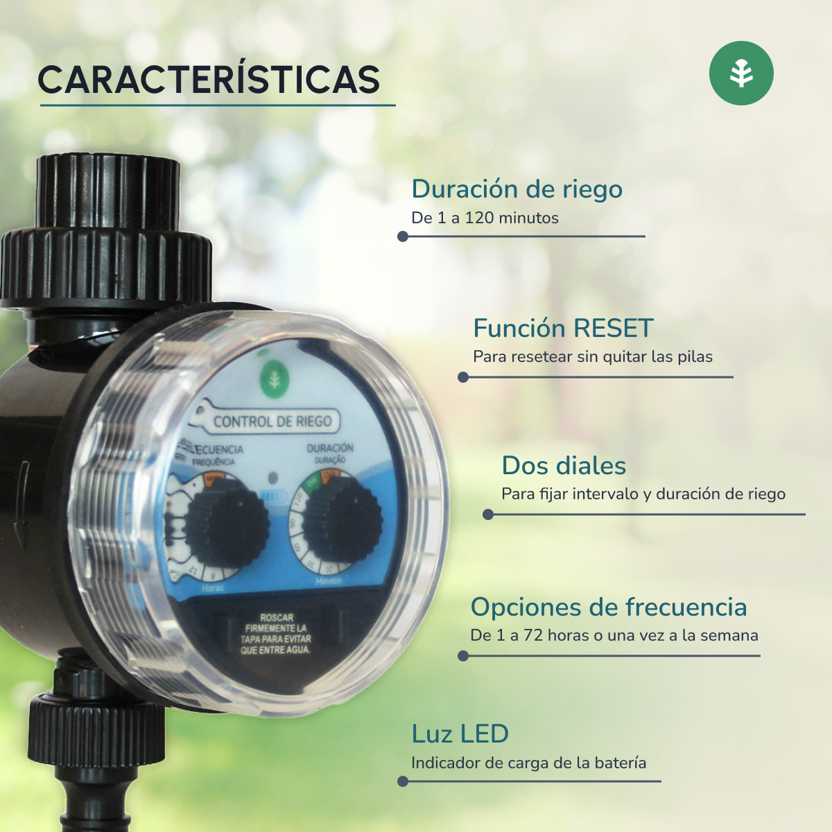 PLANETA HUERTO | Programador de Riego Acorazado Estanco 0-6 Bar – Control Preciso del Riego en Cualquier Condición Climática