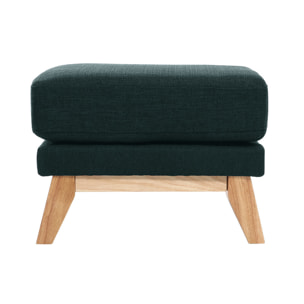 Pouf repose-pieds déhoussable scandinave en tissu gris foncé et bois clair OSLO