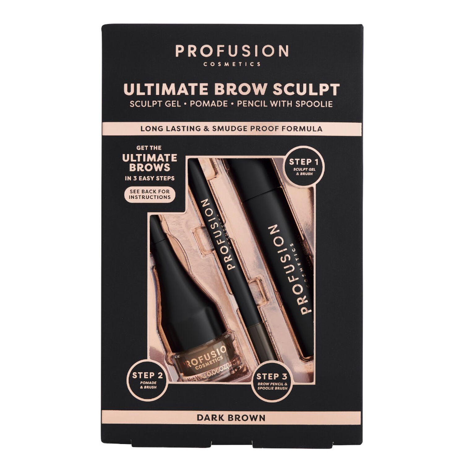 Ultimate Brow Sculpt - Kit Sourcils Châtain Foncé 3 Produits