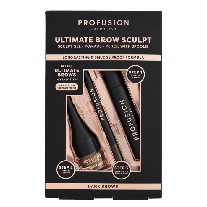 Ultimate Brow Sculpt - Kit Sourcils Châtain Foncé 3 Produits