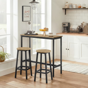 Set Bar Industriale con Tavolo e 2 Sgabelli Rovere Artisan