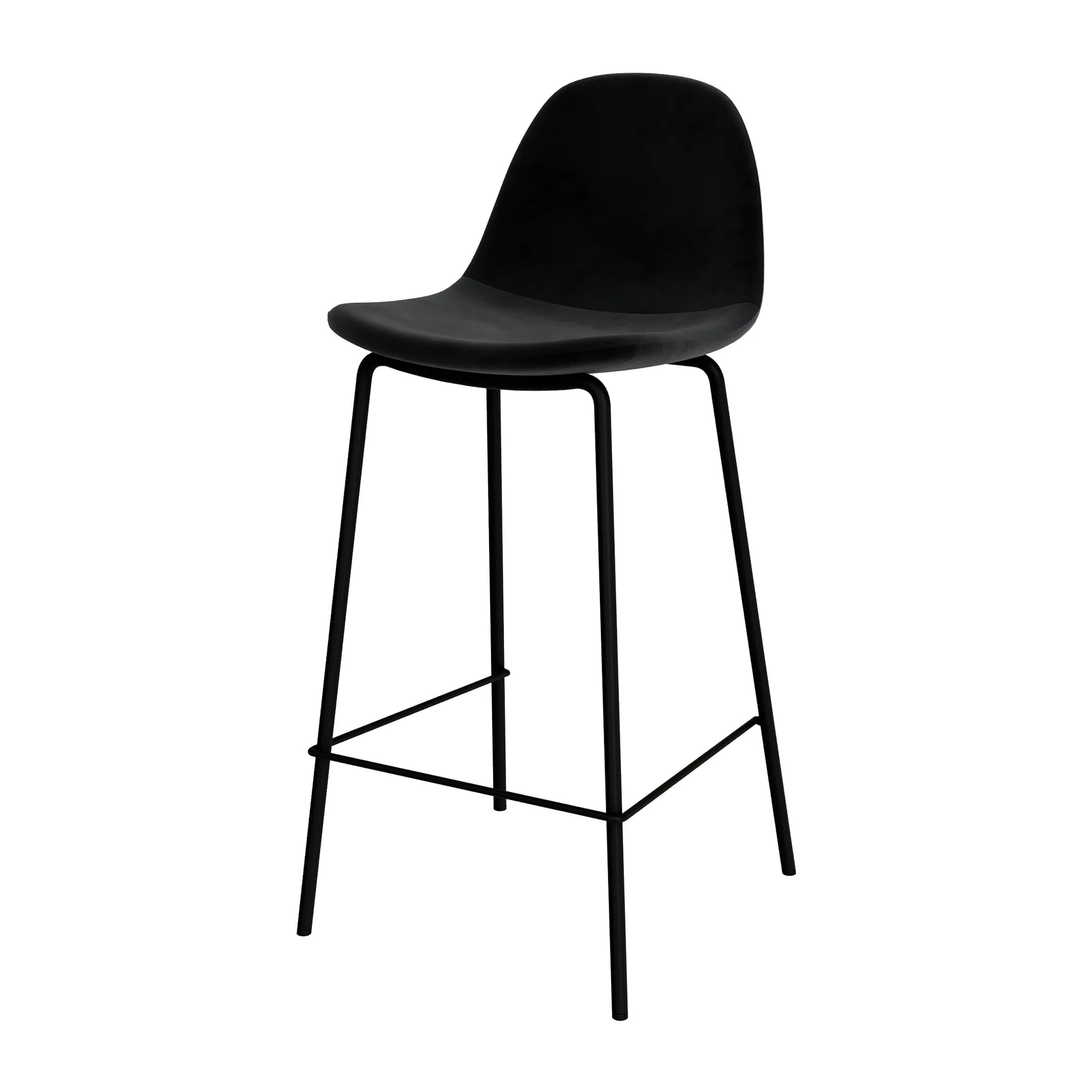 Lot de 2 chaises pour îlot central 65 cm en velours noir - Henrik