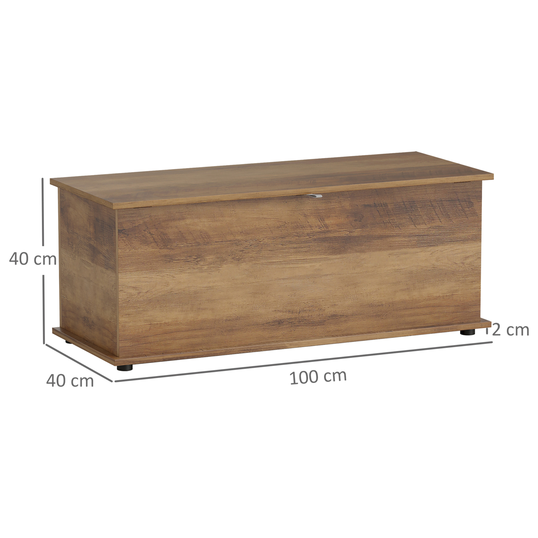 Coffre malle de rangement coffre à jouets dim. 100L x 40l x 40H cm panneaux particules bois noyer