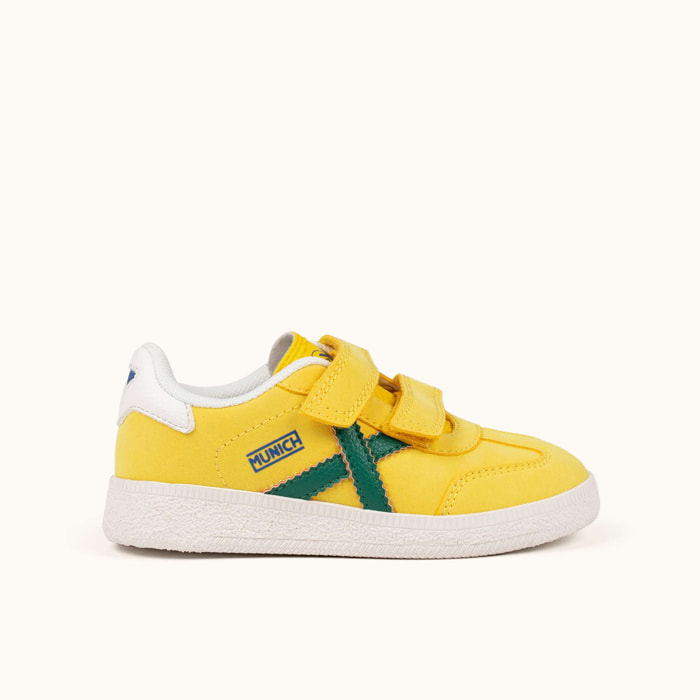 Zapatillas Infantiles Amarillas con Velcro y Detalles en Verde MUNICH MINI BARRU VCO 21