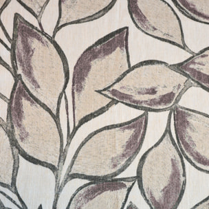 Rideau poly-lin imprimé feuilles aquarelle - Prune