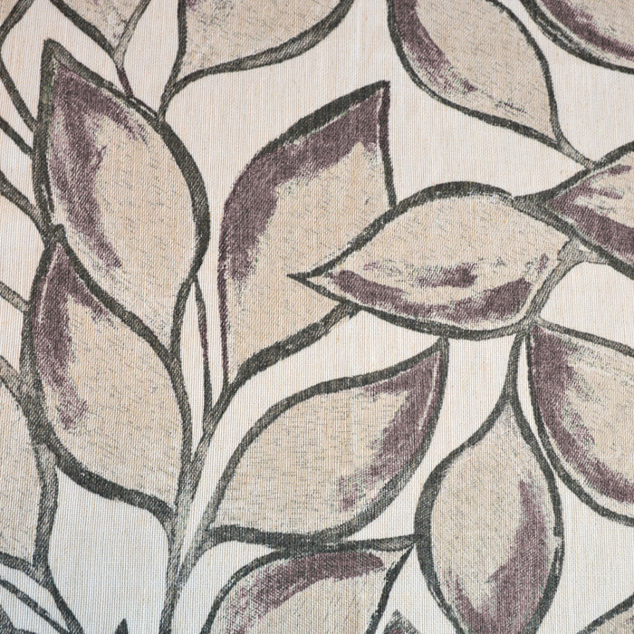 Rideau poly-lin imprimé feuilles aquarelle - Prune