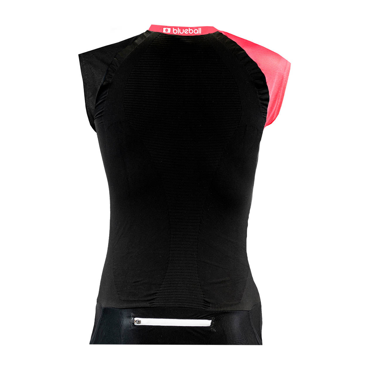 CAMISETA DE COMPRESIÓN RUNNING MUJER SIN MANGAS BLUEBALL EN NEGRO Y ROSA
